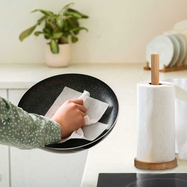 Dabīga toņa koka papīra dvieļu statīvs ø 12 cm Soka – Premier Housewares-image-1