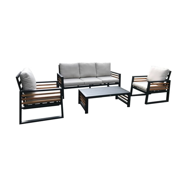 Pelēks alumīnija dārza atpūtas komplekts 5 personām Colmar – Rojaplast-image-1