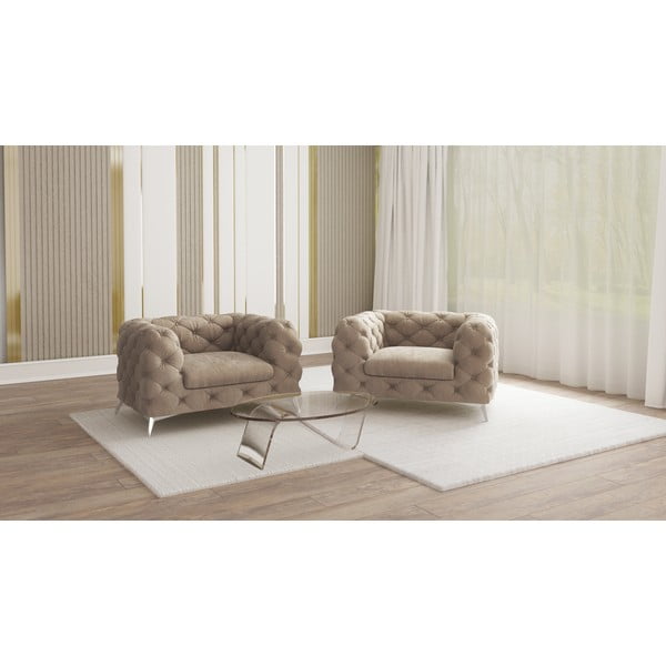 Pelēkbēšs samta atpūtas krēsls Chelsea – Ropez-image-1