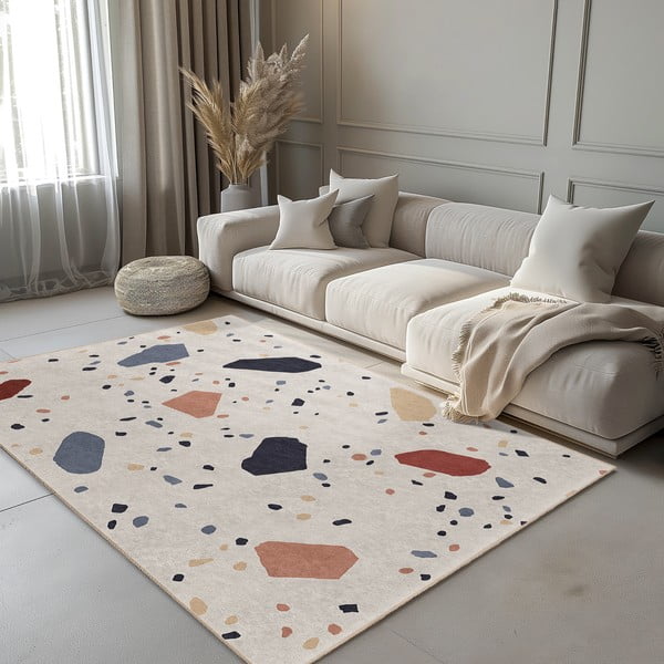 Krēmkrāsas mazgājams paklājs 80x150 cm Cracked Terrazzo – Mila Home-image-1