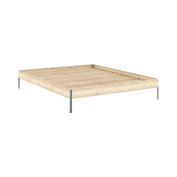 Dabīga toņa priedes masīvkoka divvietīga gulta ar redelēm 160x200 cm Core – Karup Design