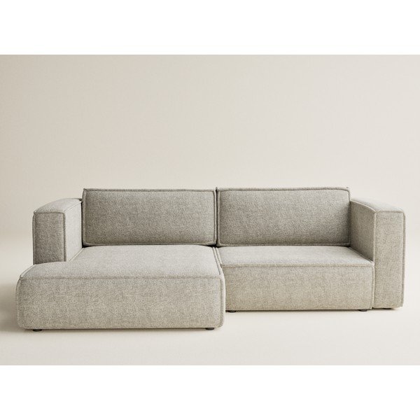 Bēšs salokāms stūra dīvāns no šenila auduma ar uzglabāšanas vietu (ar kreiso stūri/ar zvilni) Velto – Maison de Rêve-image-2