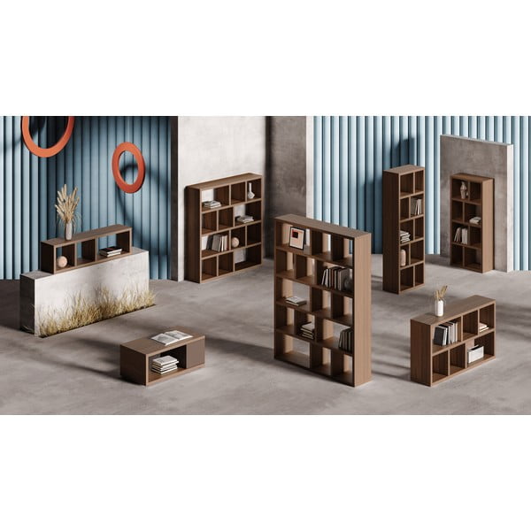 Brūns grāmatplaukts ar riekstkoka imitāciju 150x83 cm Berlin – TemaHome-image-1