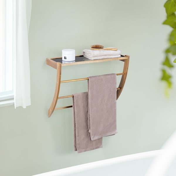 Tumša dabīga toņa koka sienas dvieļu turētājs Fondi – Wenko-image-1