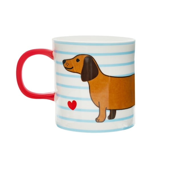 Zila/brūna porcelāna krūze 300 ml Sausage Dog – Sass & Belle