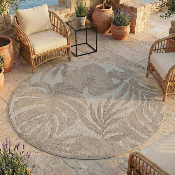 Bēšs apaļš iekštelpu un āra paklājs ø 120 cm Desert 1302 – Ayyildiz Carpets-image-1