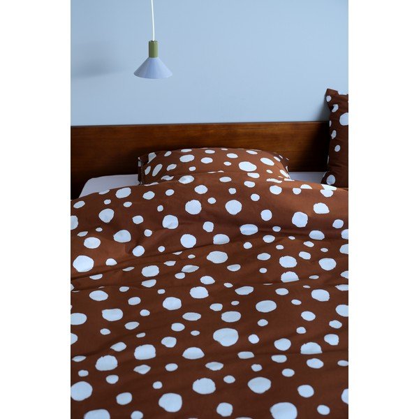 Gaiši zila/brūna vienguļamā kokvilnas gultas veļa 140x200 cm Rigmor Dot – Jotex-image-1