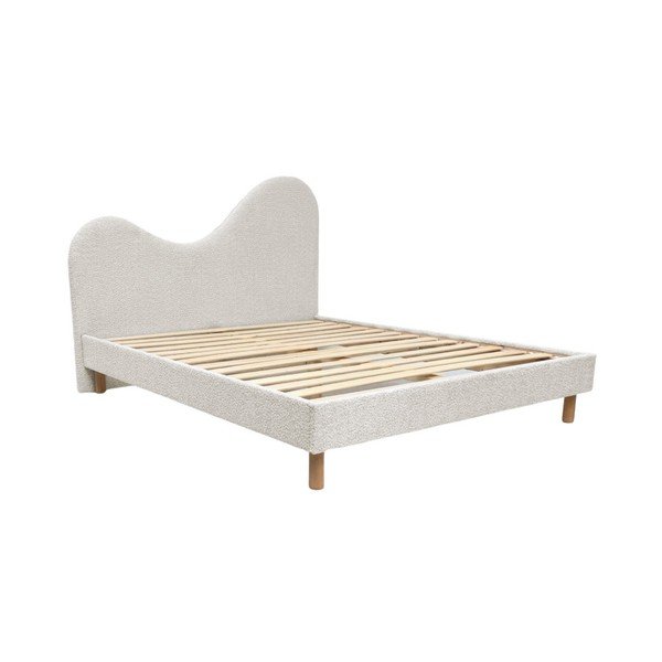 Balta polsterēta polsterēta divvietīga gulta ar redelēm 160x200 cm Celina – Bobochic Paris