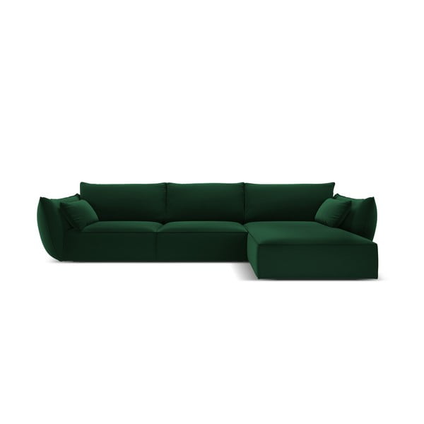 Tumši zaļš samta stūra dīvāns (ar labo stūri/ar zvilni) Vanda – Mazzini Sofas