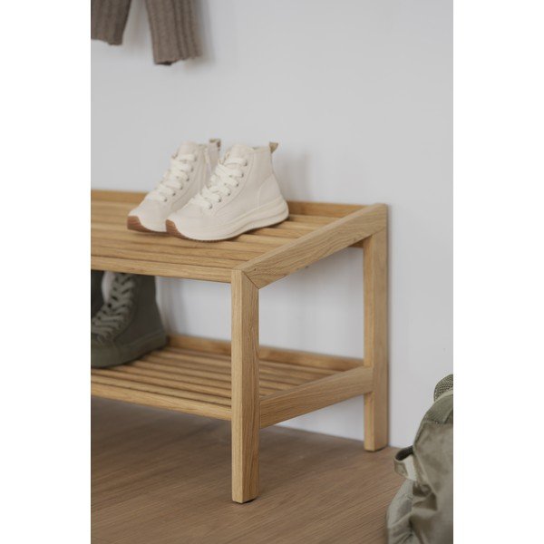 Dabīga toņa ozola masīvkoka apavu plaukts Hillmond – Rowico-image-4