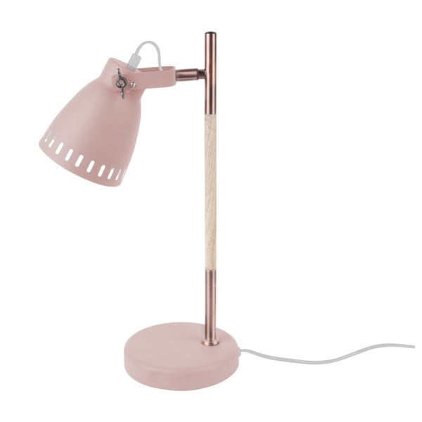 Rozā galda lampa ar vara krāsas detaļām Leitmotiv Mingle