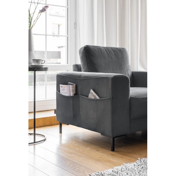 Tumši pelēks velveta atpūtas krēsls Lofty Lilly – Miuform-image-3