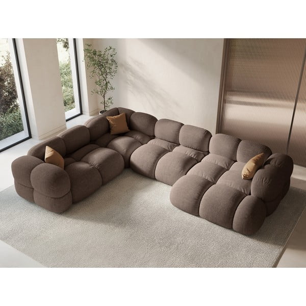 Brūns stūra dīvāns (ar kreiso stūri/U veida) Loretto – Cosmopolitan Design-image-1