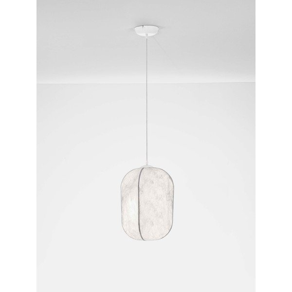 Balta metāla piekaramā lampa ar auduma abažūru ø 30 cm Pierida – Nova Luce-image-2