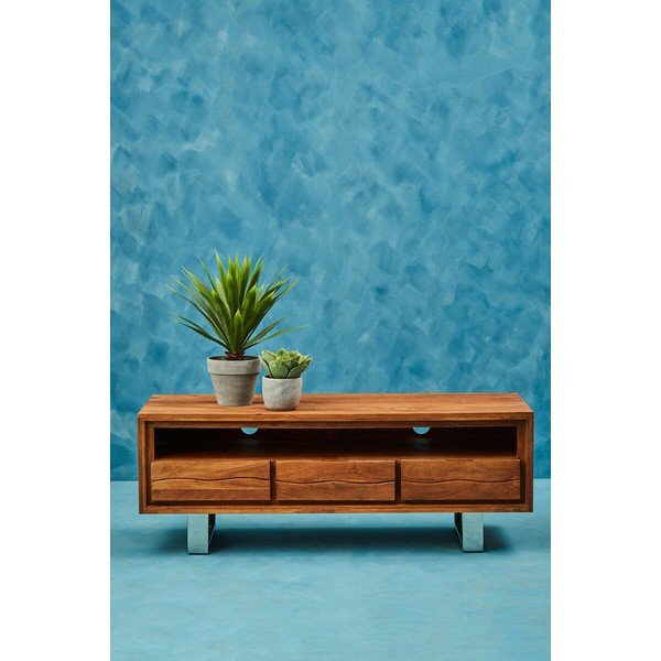 Tumša dabīga toņa akācijas masīvkoka TV galdiņš 140x52x50 cm Simla – Premier Housewares-image-1