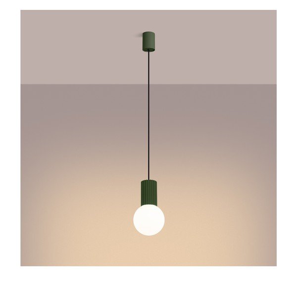 Zaļa piekaramā lampa no opāla stikla ø 12 cm Orbital – Sollux-image-2