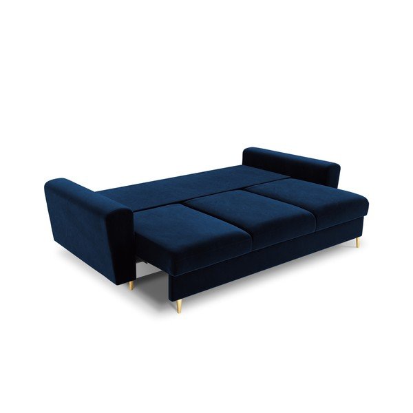 Zils samta salokāms dīvāns ar uzglabāšanas vietu 235 cm Kyoto – Cosmopolitan Design-image-2