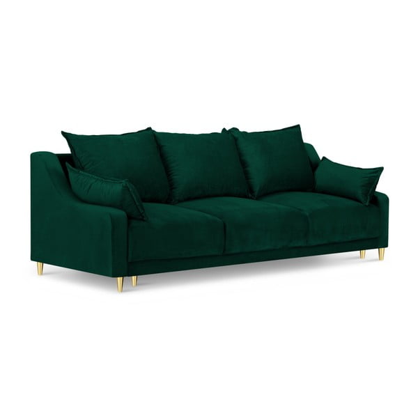 Zaļš izvelkamais dīvāns ar veļas kasti Mazzini Sofas Pansy, 215 cm