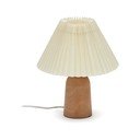 Bēša/dabīga toņa gumijkoka masīvkoka galda lampa ar auduma abažūru (augstums 33 cm) Benicarlo – Kave Home