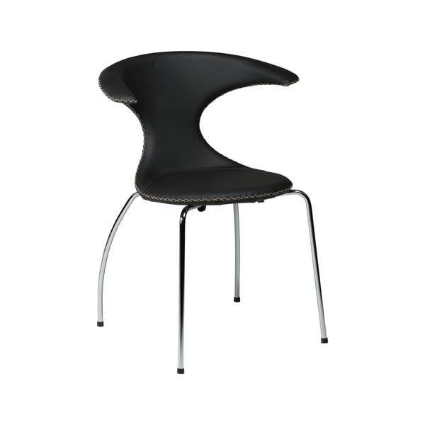 Melns ādas pusdienu krēsls ar hromētu pamatni DAN-FORM Denmark Flair