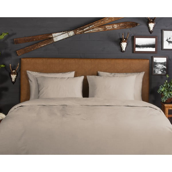 Brūna divguļamā flaneļa gultas veļa 200x220 cm – Good Morning-image-2