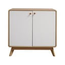 Balta zema kumode ar ozolkoka imitāciju 75x75 cm Cassie – Støraa