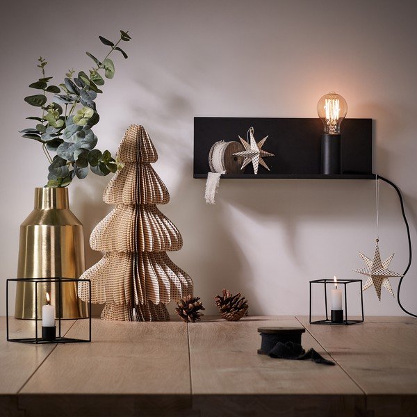Melna sienas lampa ar plauktu Hannah – Kave Home-image-3