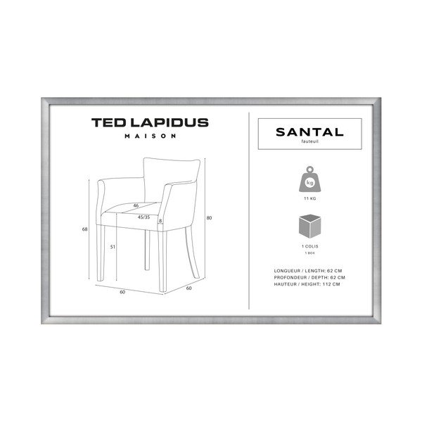 Ķieģeļu sarkans krēsls ar tumši brūnām dižskābarža koka kājām Ted Lapidus Maison Santal-image-4