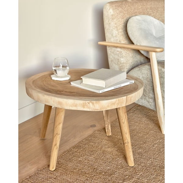 Mungura masīvkoka apaļš sānu galdiņš ø 65 cm Wellcres – Kave Home-image-1