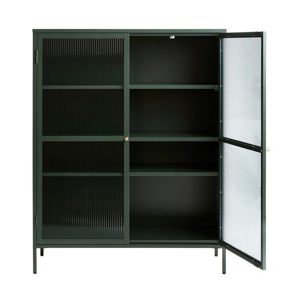 Zaļa metāla vitrīna Unique Furniture Bronco, augstums 140 cm-image-3