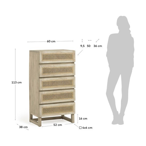 Koka kumode ar 5 atvilktnēm Mindi Kave Home Rexit-image-2