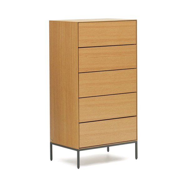 Dabīga toņa augsta kumode ar ozolkoka imitāciju 60x114 cm Vedrana – Kave Home-image-2