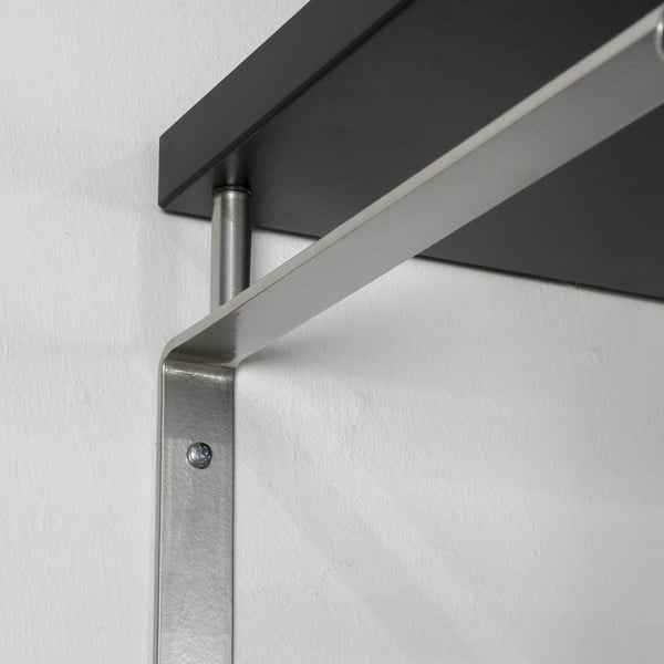 Melns/sudraba krāsas metāla sienas pakaramais ar plauktu 70 cm Rex – Spinder Design-image-3