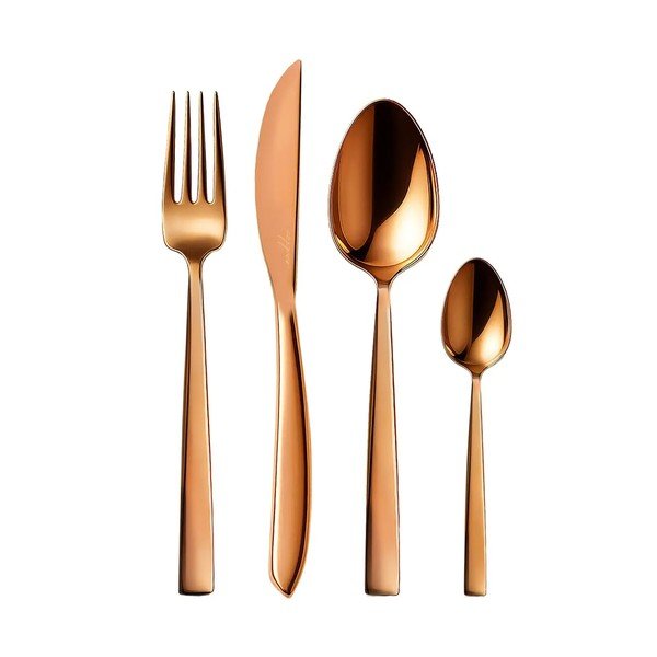 Nerūsējošā tērauda galda piederumi vara krāsā (24 gab.) Copper – Orion