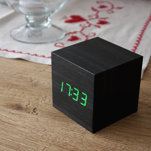 Zaļš LED modinātājs Cube Click Clock, melns-image-3