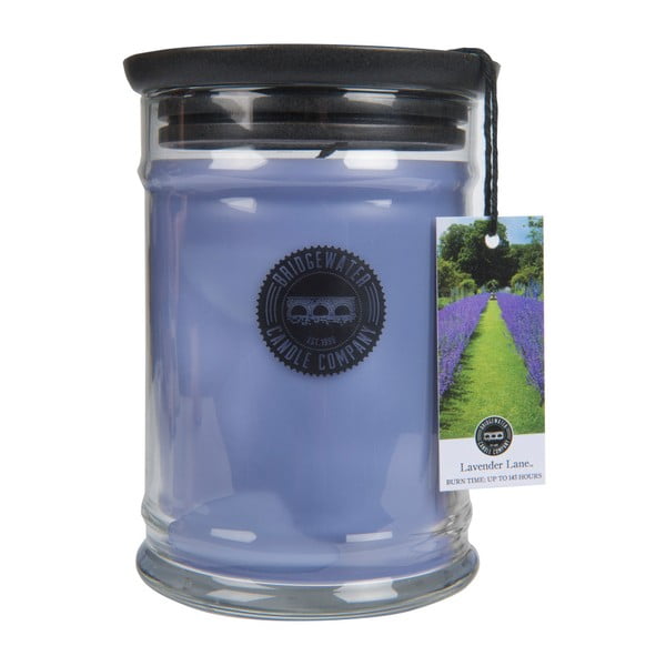 Svece stikla kastītē ar lavandas aromātu Bridgewater candle Company Lavender, degšanas laiks 140-160 stundas