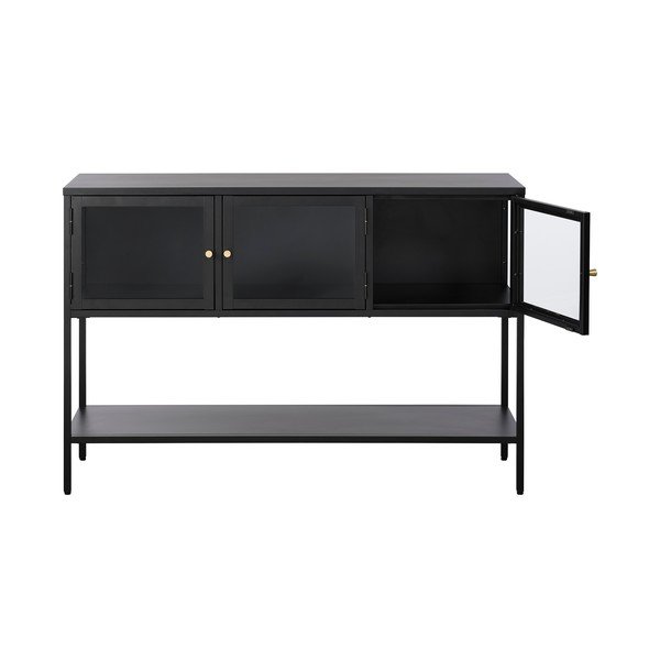 Melna metāla vitrīna 132x88 cm Carmel – Unique Furniture-image-2