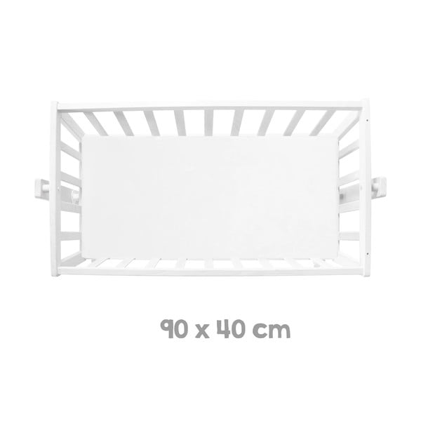 Balts šūpulītis ar riteņiem/ar baldahīnu 40x90 cm Little stars – Roba-image-3