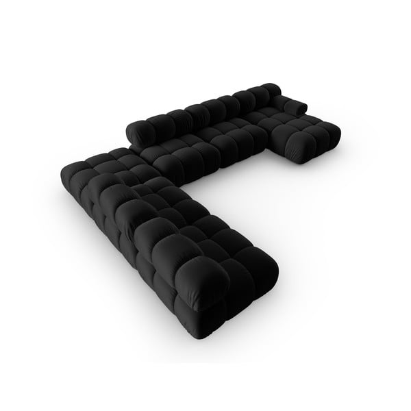 Melns samta dīvāns 379 cm Bellis – Micadoni Home-image-4