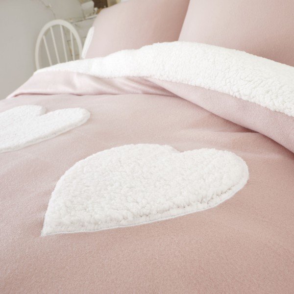 Rozā vilnas gultasveļa ar sirds motīvu Catherine Lansfield, 135 x 200 cm-image-2