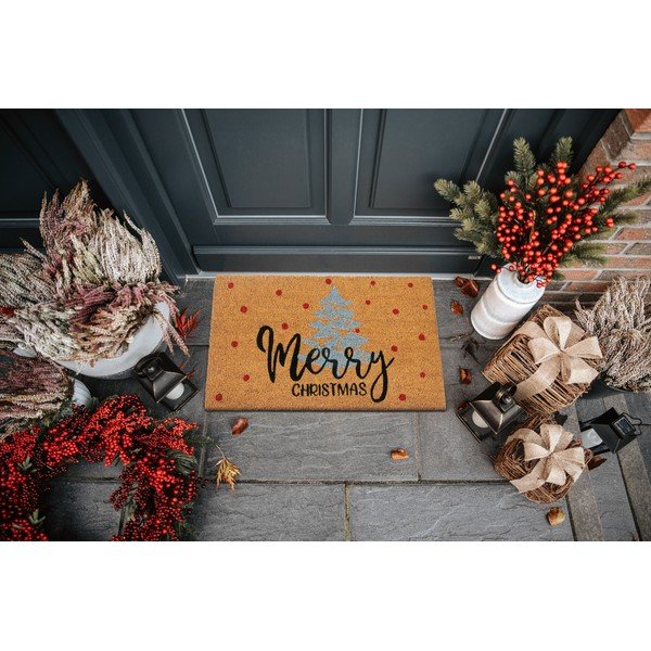 Kokosšķiedras kājslauķis ar Ziemassvētku motīvu 40x70 cm Silver Christmas – Hanse Home-image-1