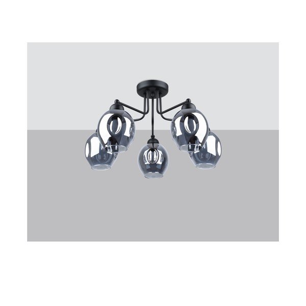 Melna griestu lampa ar stikla abažūru 59x59 cm Garten – Sollux-image-2