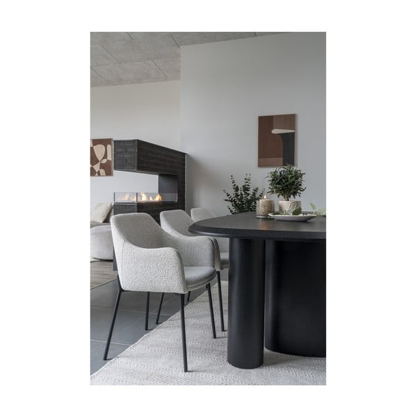 Balts polsterēts ēdamistabas krēsls ar roku balstiem Melilla – House Nordic-image-2