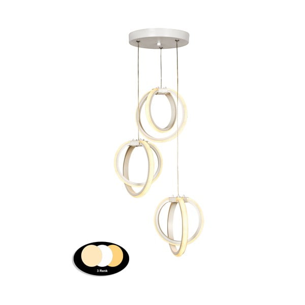 Balta metāla LED piekaramā lampa ø 20 cm Sezen – Squid Lighting-image-2