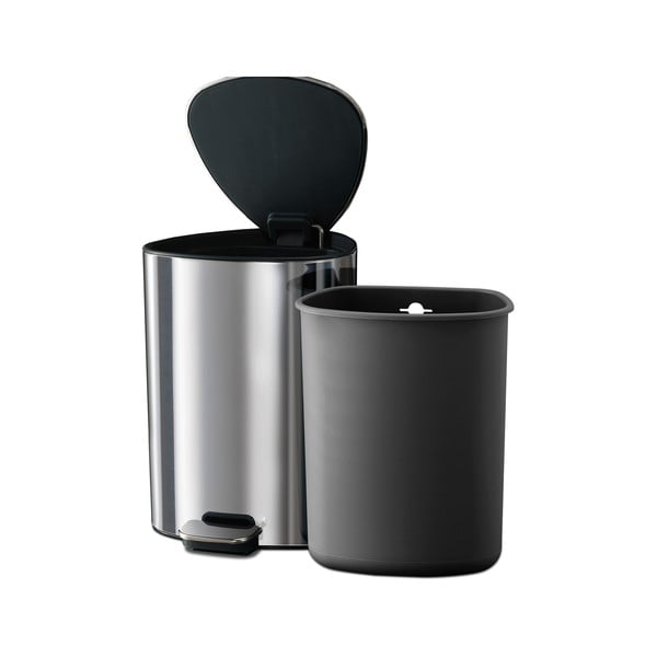 Sudraba krāsas plastmasas atkritumu tvertne ar pedāli 5 l Luxe – Joseph Joseph-image-3