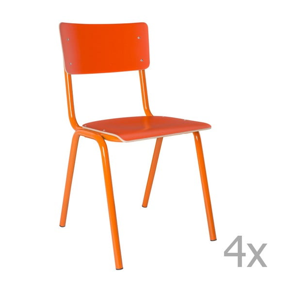 4 oranžu Zuiver krēslu komplekts "Atgriezties skolā