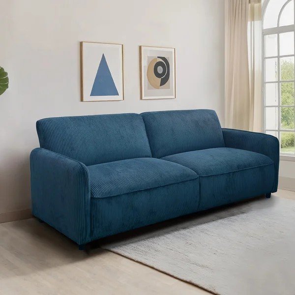 Zils velveta regulējams/salokāms dīvāns 209 cm Alicia – Støraa-image-1