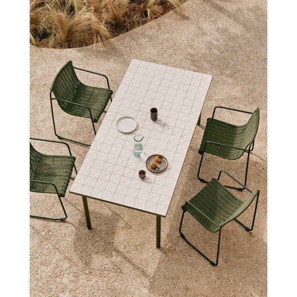 Tērauda dārza ēdamgalds 91x182 cm Maurina – Kave Home-image-3