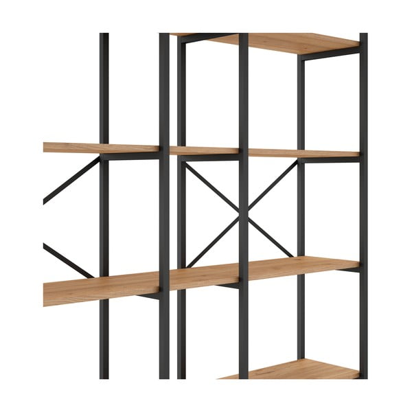 Melns/dabīga toņa ozolkoka imitācijas plaukts 144x175 cm Dusan – Marckeric-image-4