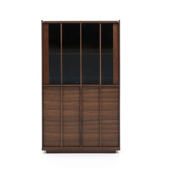 Brūna vitrīna ar riekstkoka imitāciju 100x170x40 cm Onix – Kave Home
